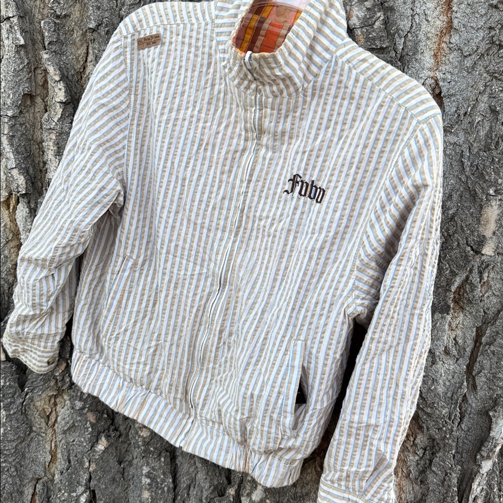 Fubu Reversible Jacket Lightweight Plaid Striped … - image 2